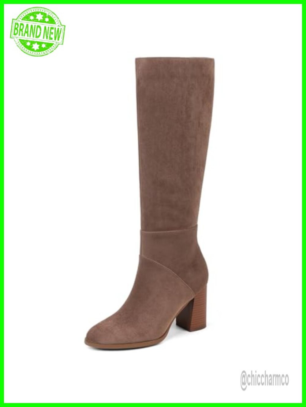 Women's Knee High Block Heel Boots Faux Suede Tall Chunky Heel Fall Boots